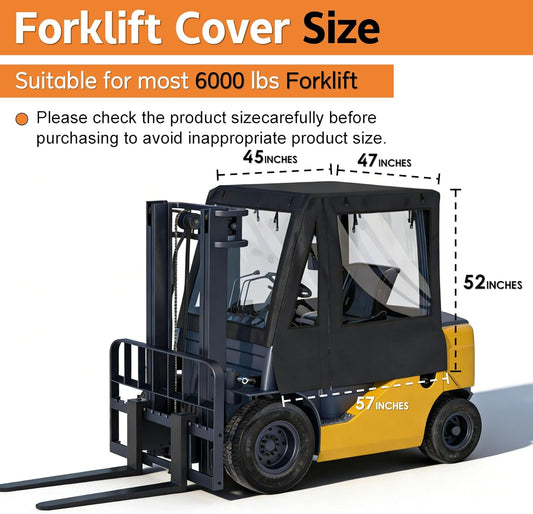 Forklift Cover,Cab Rain Cover,600D Heavy Duty Waterproof Fabric+EVA Transparent,More Tear Resistant,Forklift Fits All Forklifts Up to 6000Lb, All Weather Protection