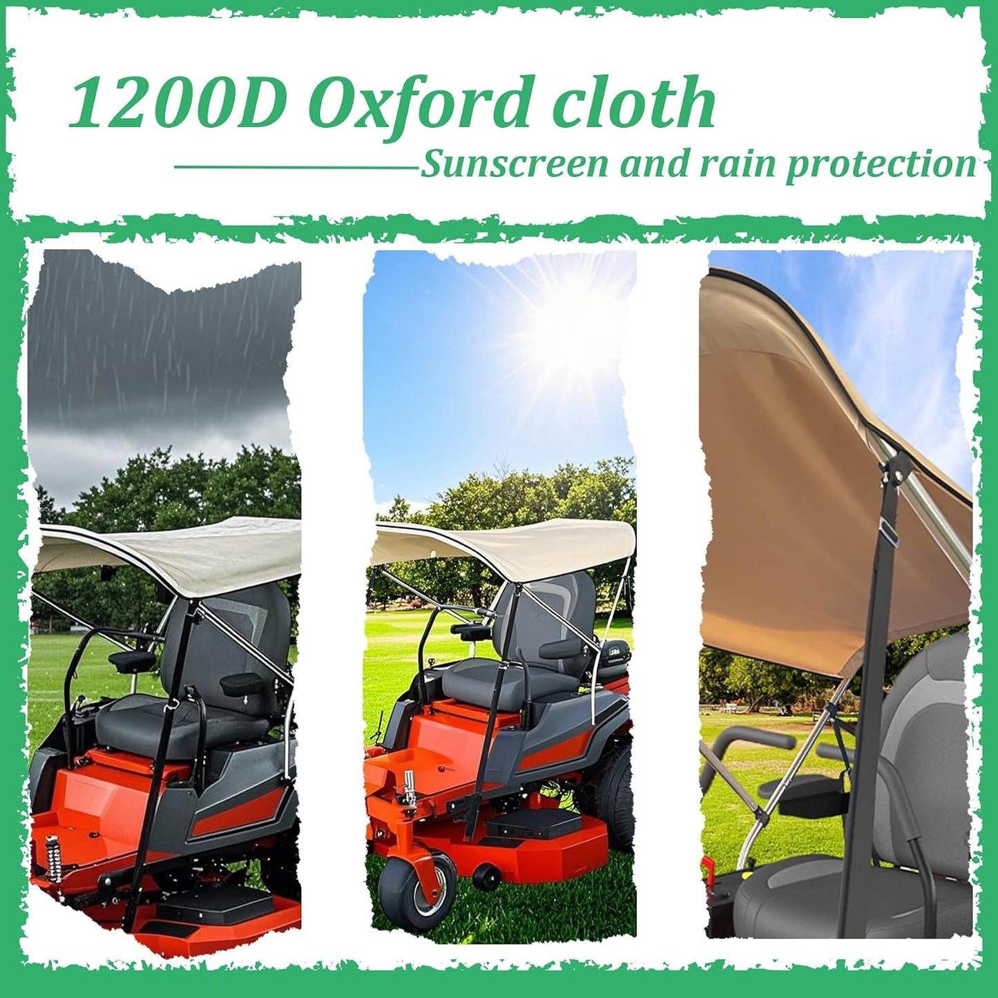 Lawn Mower Canopy, Outdoor Heavy Duty Lawn Mower Awning, Compatible with Zero Turn Mowers, Foldable, UV Resistant, Rain Resistant (Beige)