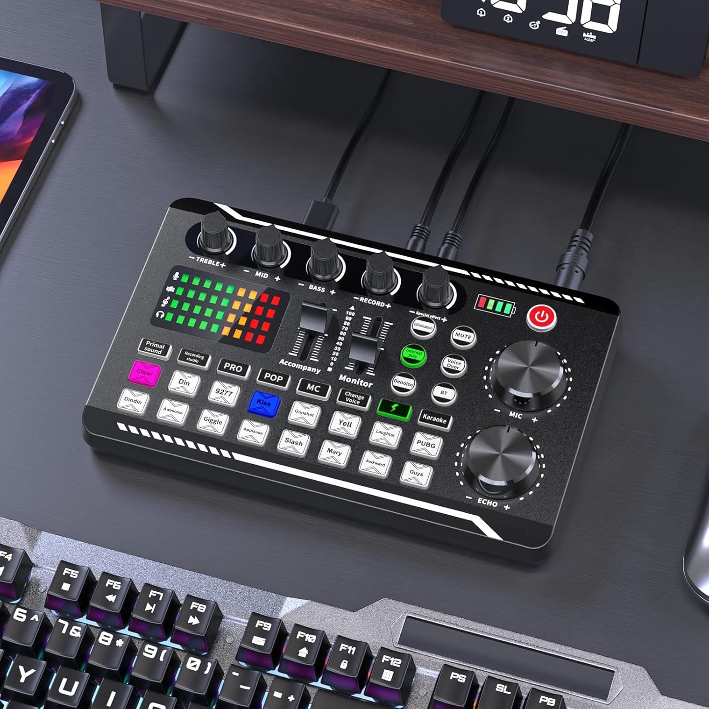 Facmogu Podcast Equipment Bundle, F998 Live Sound Card with BM800 Recording Studio Microphone, Professional Live Sound Card w/Dj Mixer Effects & Voice Changer for Live Streaming Gaming YouTube TikTok