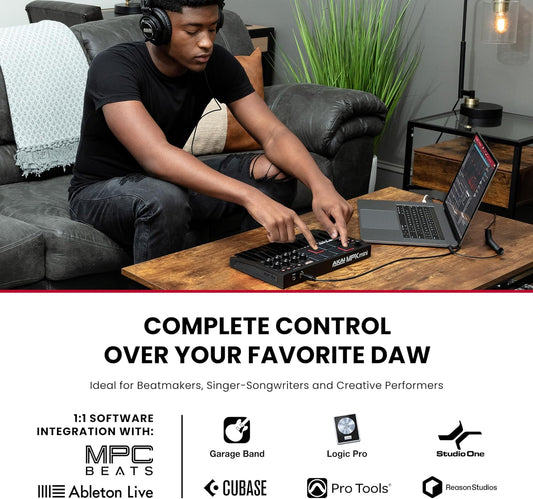 Akai Professional MPK Mini MK3 25 Key USB MIDI Keyboard Controller With 8 Backlit Drum Pads, 8 Knobs, Music Production Software and Native Instruments Sound Package (NKS Integration), Black