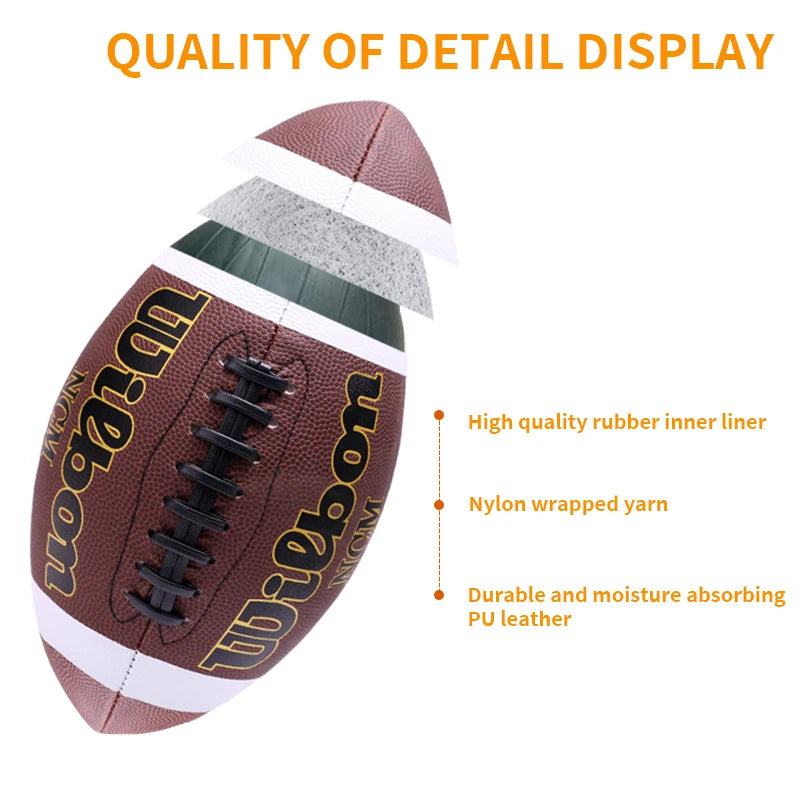 1PC High Quality Sports Size 6 Grip Official PU Leather Adult Kids Rugby American Football Balls