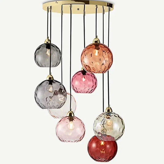 Modern Glass Chandelier Nordic Lustre Led Pendant Light for Living Room Restaurant Classical Colorful Glass Hanging Lamp Fixture
