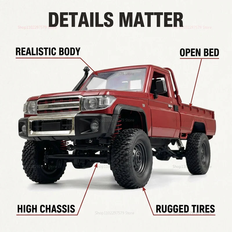 New Upgraded Full Scale RC CAR MN82 1:12 4WD Off-Road Crawler Car Pick Up Truck Controllable Headlights 2.4G Remote Control Toys