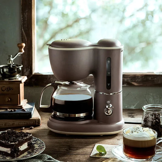 220V Electric Coffee Machine 600ML Drip Filter Type Household Small Multi-function Mini Glass Teapot Home Drip Coffee Maker