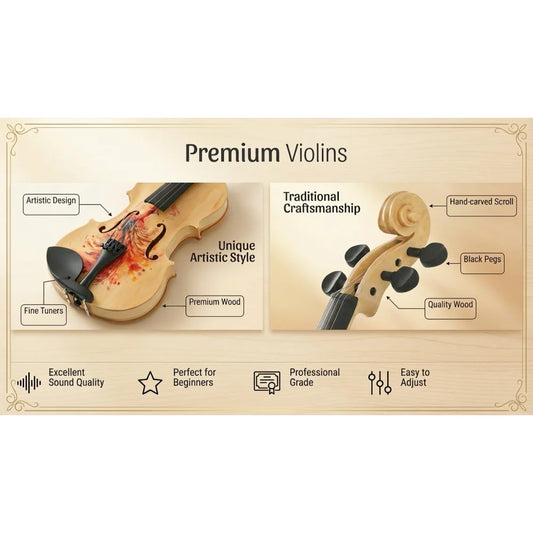 Professional 4/4 Full-Size Violin - Premium Sound, Durable Lightweight, Complete Accessories, Exquisite Handcrafted, Ideal Gift