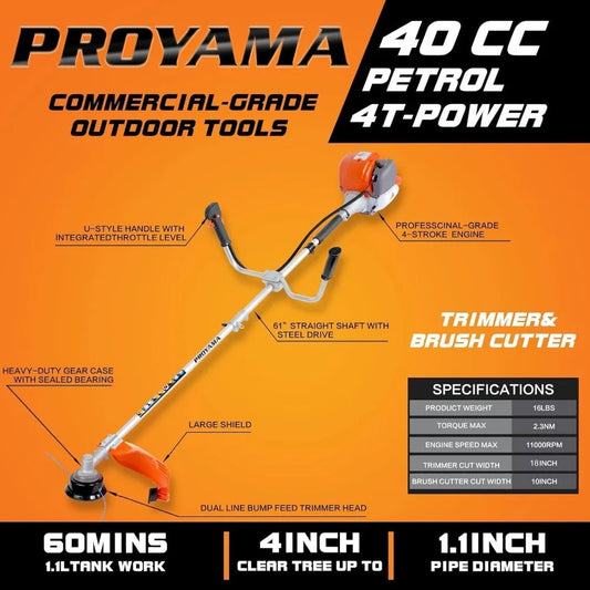 Best Selling 40cc 4-Cycle Gas Powered Brush Cutter Heavy Duty Weed Eater Dual Line String Trimmer Grass Trimmer Weed