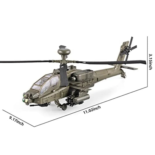 Helicopters for Boys AH-64 Longbow Apache Helicopter Model Airplanes, Diecast Military Attack Helicopter, Model Airplane with L