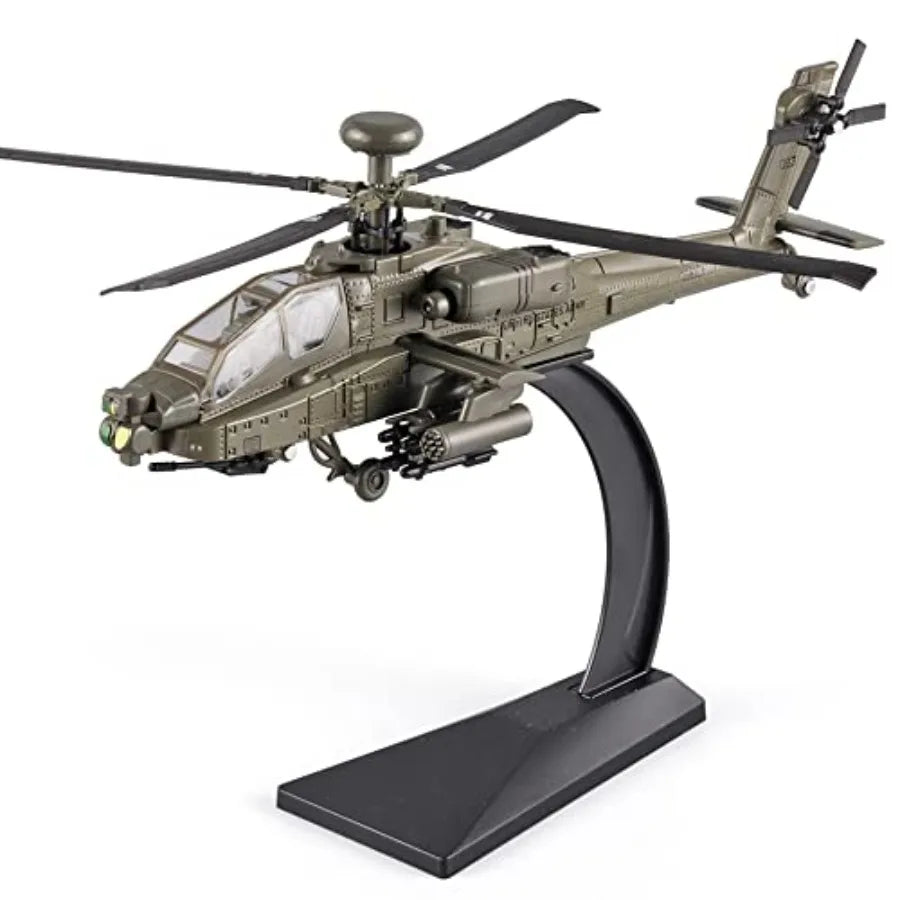 Helicopters for Boys AH-64 Longbow Apache Helicopter Model Airplanes, Diecast Military Attack Helicopter, Model Airplane with L