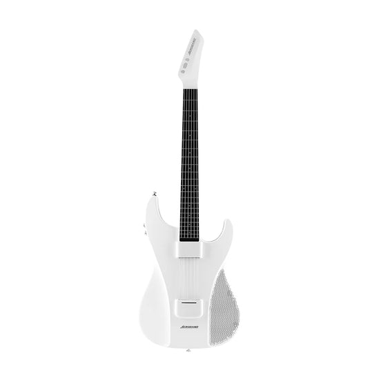 AeroBand Detachable Electric Guitar Pain-Free Silicone String All-in-One 9 Sound Styles Acoustic Bass with mic port Guitar Bag Sets White