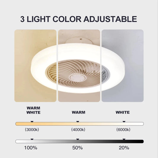 Smart Ceiling Fan Fans With Lights Remote Control Bedroom Decor Ventilator Lamp 52cm Air Invisible Blades Silent, Blade Color: coffee