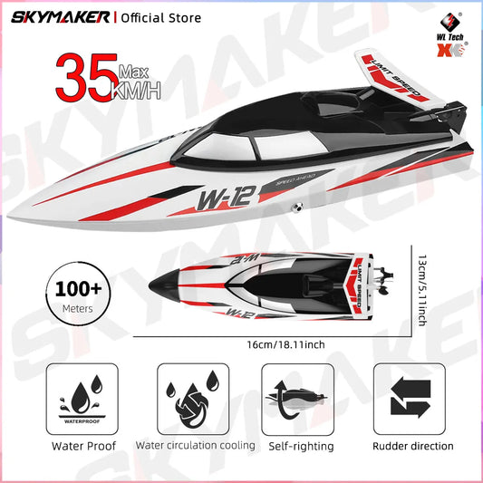 Wltoys WL916 WL912A RC Boat High Speed 55KM/H 35KM/H 2.4G Remote Control Low Battery Alarm Electric RC Boat Toy Gift for Boy White