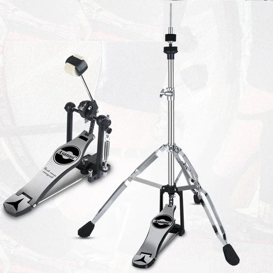 Portable Silent Drum Set with Double-sided Drum, 6-ply Maple and 4-ply Poplar Shells, Cymbals, and A Drum Chair Included Black