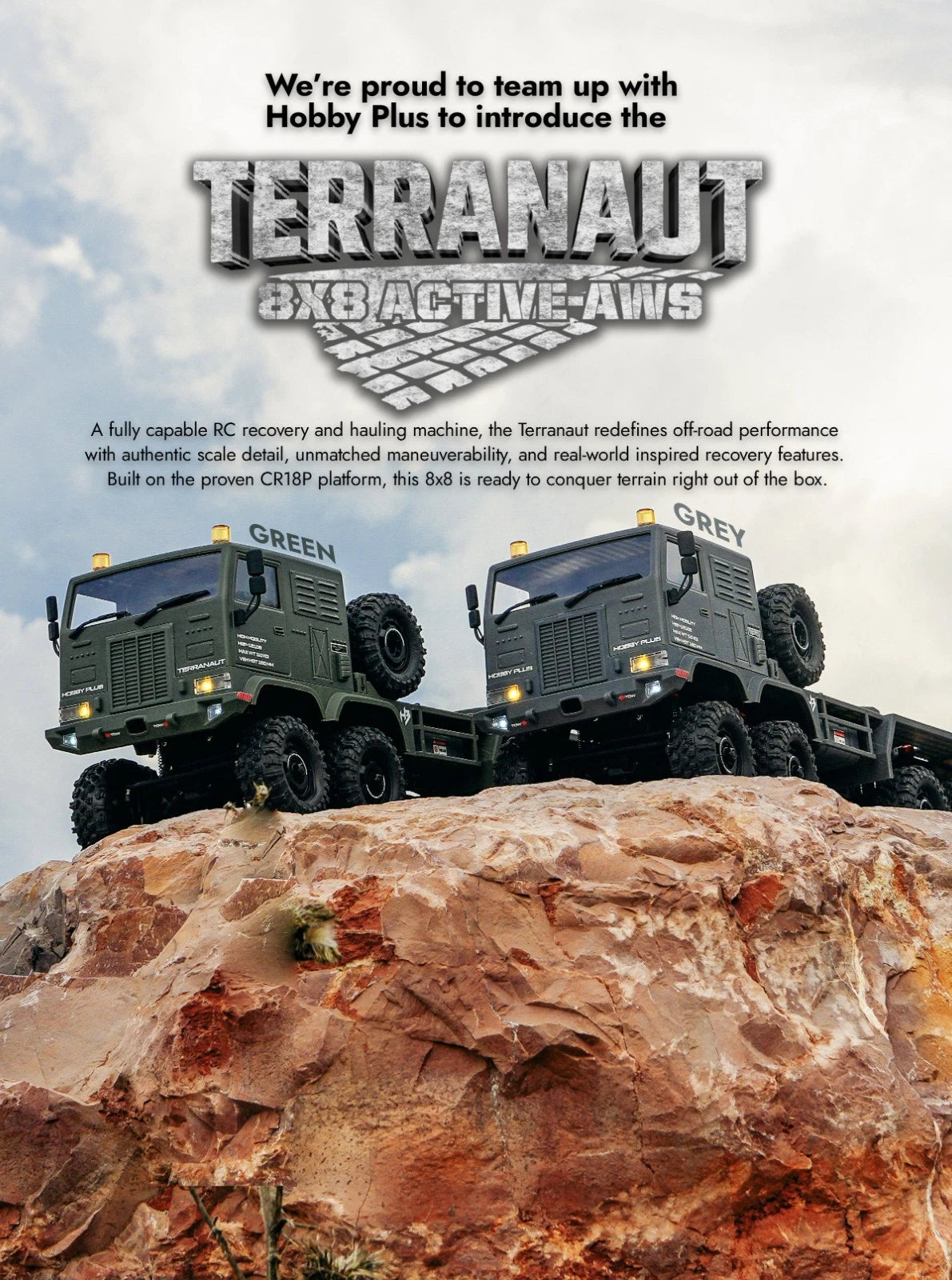 HobbyPlus CR-18P Terranaut 8X8 AWS RC Crawler Gray