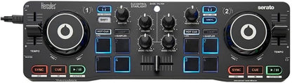 Hercules DJControl Starlight | Pocket USB DJ Controller with Serato DJ Lite, Touch-Sensitive Jog Wheels, Built-in Sound Card and Built-in Light Show
