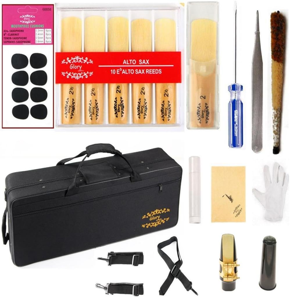 Glory Gold Laquer E Flat Alto Saxophone with 11 reeds, 8 Pads cushions, case, carekit