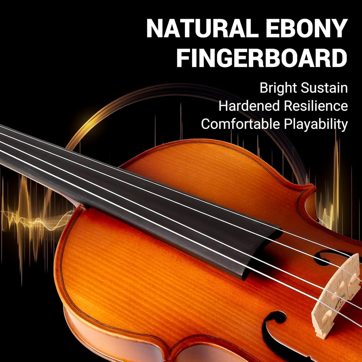 MOSEN 4/4 Violin Fiddle Full Size, Maple Violin Kit Set for Beginners with Hard Case, Bow, Rosin, Shoulder Rest, Tuner, Solid Maple Wood and Ebony Fittings, MS-836M