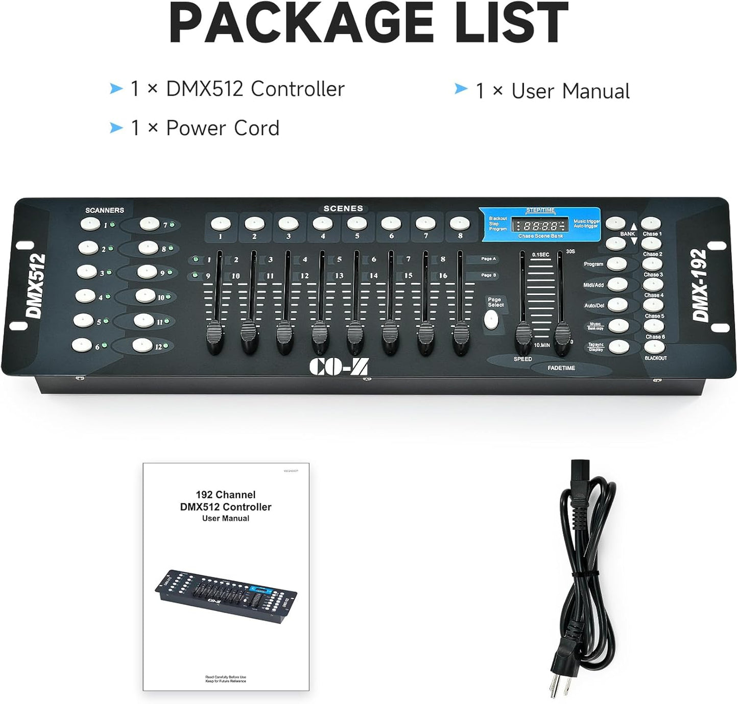 CO-Z 192 DMX 512 Stage DJ Light Controller Lighting Mixer Board Console for Light Shows, Party Disco Pub Night Club DJs KTV Bars and Moving Heads