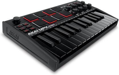 Akai Professional MPK Mini MK3 25 Key USB MIDI Keyboard Controller With 8 Backlit Drum Pads, 8 Knobs, Music Production Software and Native Instruments Sound Package (NKS Integration), Black