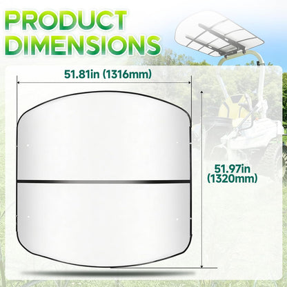 White ROPS Tractor Canopy Top 51-7/8" x 51-5/8", Weather Protection Canopy Umbrella for Tractors & Lawn Mowers, Blocks UV, Rain & Snow, Adds Around 4'' to Tractor Height