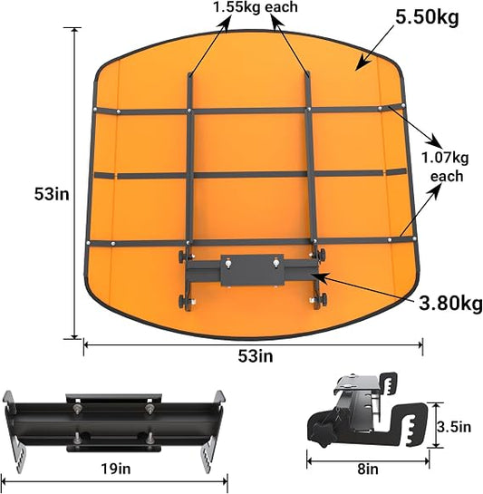 MOOFI Tractor Canopy for ROPS - Non-fading High-Density Thermoplastic Mowers Sun Shade Umbrella - 53-3/8" X 53-3/8" (Adds About 4" to Tractor Height)