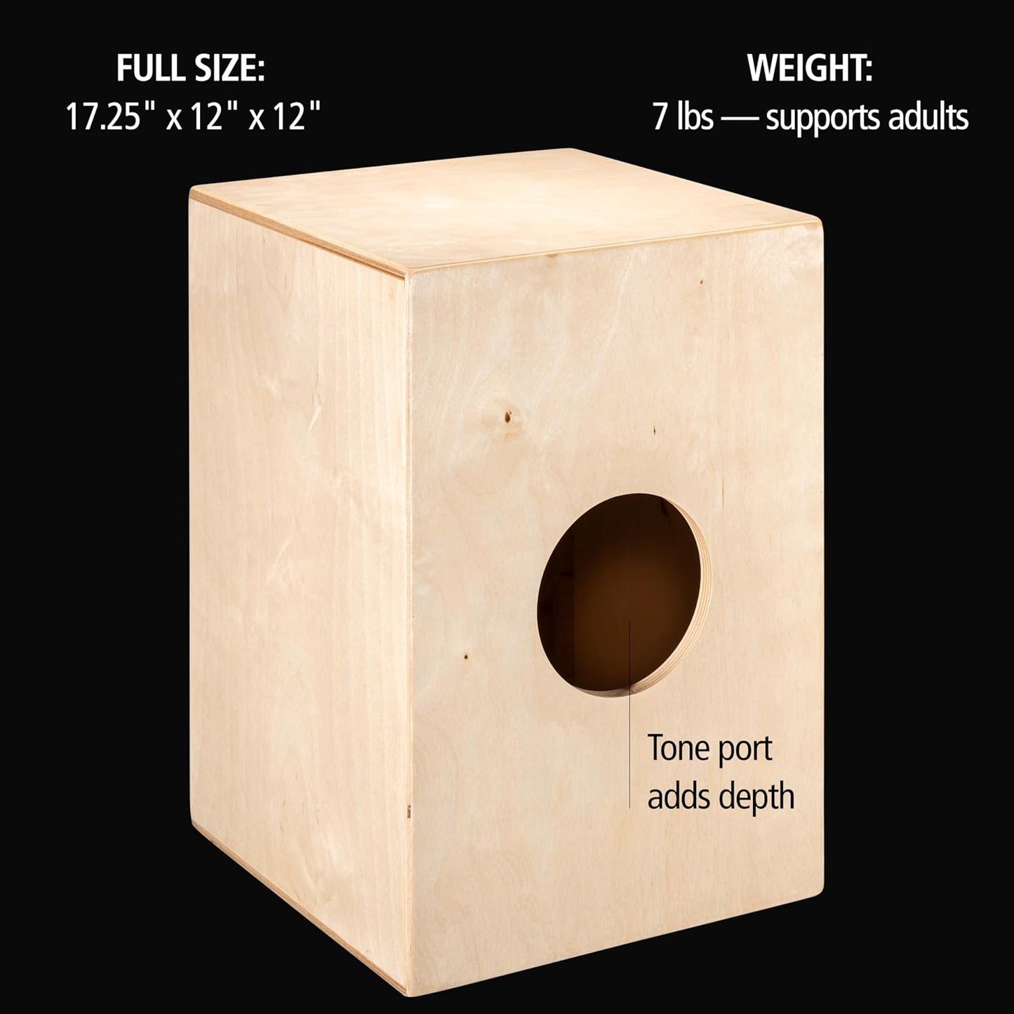 Snare Cajon Box Drum with Bag Bundle For Acoustic Music — MADE IN EUROPE — Baltic Birch Wood, Play with Your Hands, Full Size, 2-YEAR WARRANTY