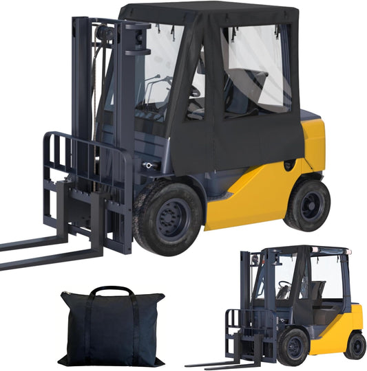 Forklift Cover,Cab Rain Cover,600D Heavy Duty Waterproof Fabric+EVA Transparent,More Tear Resistant,Forklift Fits All Forklifts Up to 6000Lb, All Weather Protection