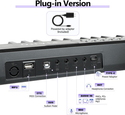 88 Key SEMI-Weighted Keyboard Piano For Beginners w/Stand, Corded Electric, MIDI, Bluetooth, 1000 Tones/Rhythms, 150 Demos, Sustain Pedal, Teaching Mode, Metronome, Sync, Dual Key, Key Drum