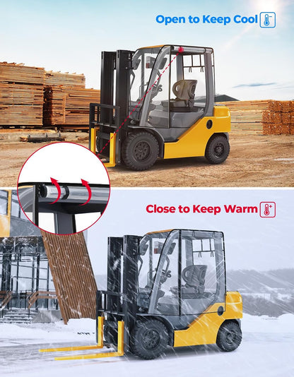 KEMIMOTO Forklift Rain Cover with Rear Window, Fit Forklift up to 8000 lb | Waterproof Cab Enclosure Clear Fork Truck Cover with 0.5MM PVC Film, Anti-UV Universal Fit, 61"Top 51" L x 41" W x 51" H