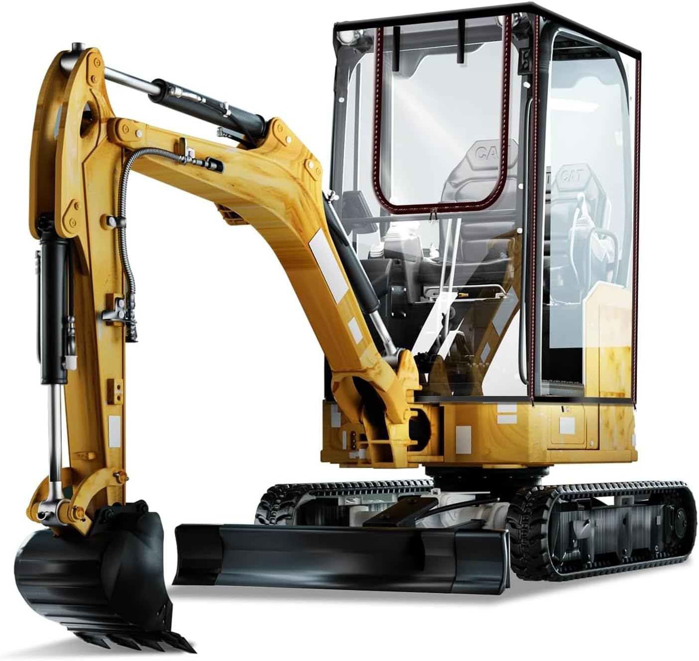 Upgraded Mini Excavator Cover, Waterproof Small Excavator Cover, Clear Enclosure Cover with 600D Oxford-Fabric & PVC Compatible with Bobcat E20/Kubota U17 for 1760-3530 lbs