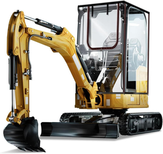 Upgraded Mini Excavator Cover, Waterproof Small Excavator Cover, Clear Enclosure Cover with 600D Oxford-Fabric & PVC Compatible with Bobcat E20/Kubota U17 for 1760-3530 lbs