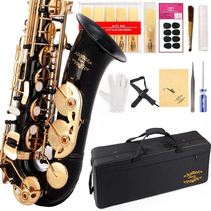 Glory Black Laquer E Flat Alto Saxophone with 11reeds, 8 Pads cushions, case, carekit