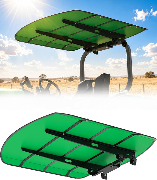 Green Tractor Canopy for ROPS 53-3/8" x 53-3/8" – Sunshade Roof for Lawn Mowers, Heavy-Duty Mounting Brackets, Non-Fading High-Density Thermoplastic (Adds About 4" to Tractor Height)