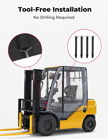 KEMIMOTO Forklift Rain Cover with Rear Window, Fit Forklift up to 8000 lb | Waterproof Cab Enclosure Clear Fork Truck Cover with 0.5MM PVC Film, Anti-UV Universal Fit, 61"Top 51" L x 41" W x 51" H