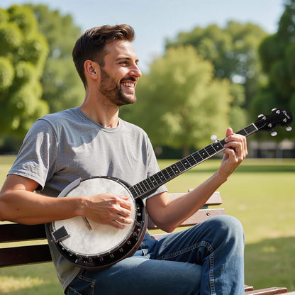 Kmise Banjo, 5 String Banjos with Remo Head Full Size 38 Inch Closed Back with Removable Resonator, Strings Pack, Finger Picks, Strap, Case, Tuner Set Accessories for Starter Adults Beginner Gift