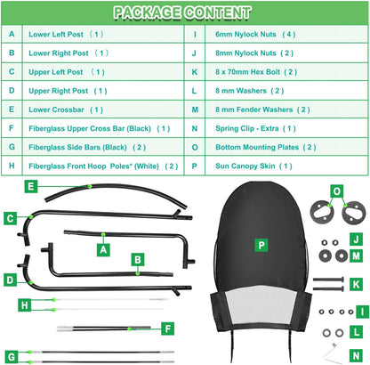 Riding Lawn Mower Sun Canopy Compatible with John Deere 100/D100/E100/L100/LA100/S100/S200 Series, Replacement for LP68122 LP51702 Lawn Tractor Sunshade