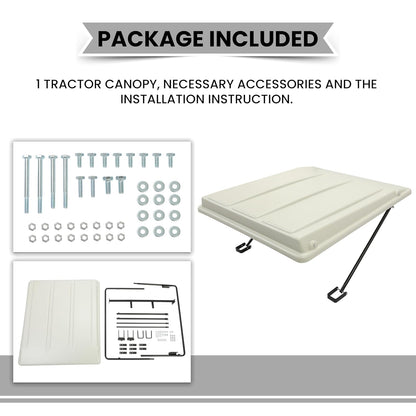 HECASA Tractor Canopy Compatible with John Deere Compact Utility Tractors with ROPS 34" Wide or Less. Fit 1 1/2" x 3", 2" x 2" or 2" x 3" ROPS Sun Shade Canopy with Bracket 36" W x 40" L