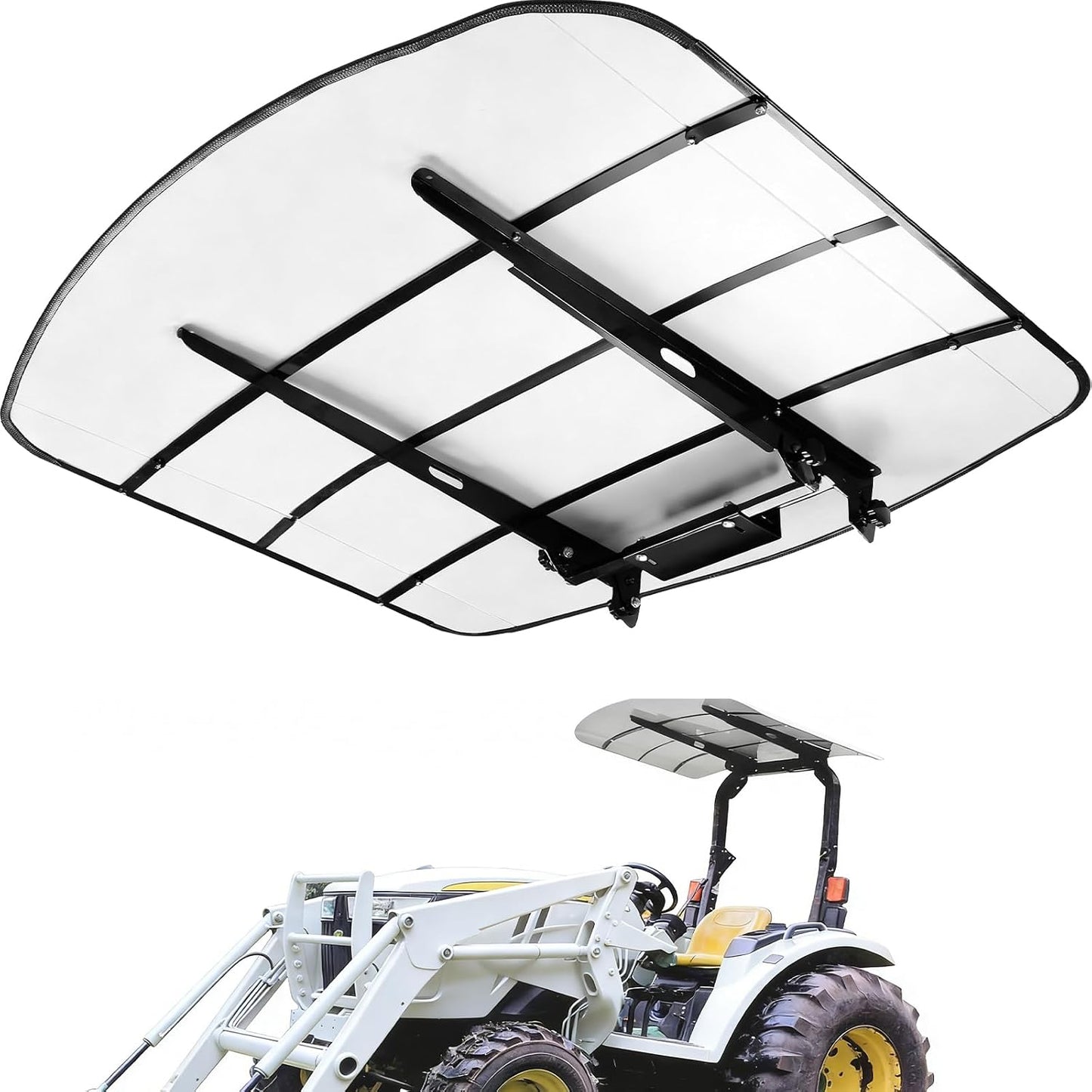 White ROPS Tractor Canopy Top 51-7/8" x 51-5/8", Weather Protection Canopy Umbrella for Tractors & Lawn Mowers, Blocks UV, Rain & Snow, Adds Around 4'' to Tractor Height