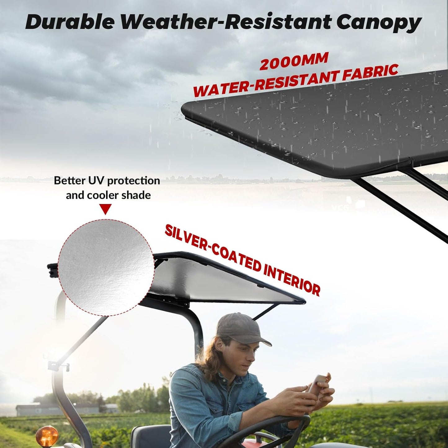 Universal Tractor Canopy for ROPS, UV-Resistant Sunshade | Fits compact tractors, riding mowers, zero-turn mowers and lawn tractors; UV-resistant shade with easy bolt-on installation