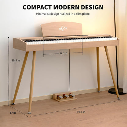 AiJoy Digital Piano Keyboard Hammer Weighted 88 Keys, Full Size Electric Piano for Beginners, with LCD Display and Triple Pedal, Supports USB-MIDI/Wireless Connect, ADP-50