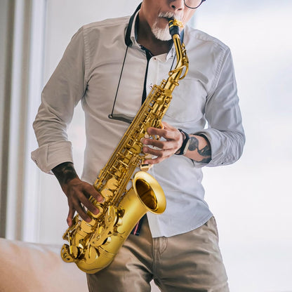 SONICAKE Alto Saxophone E Flat - Beginner Friendly Gold Saxophone Full Kit for Students with Carry Case, Mouthpiece, Reeds & Accessories QSX-01