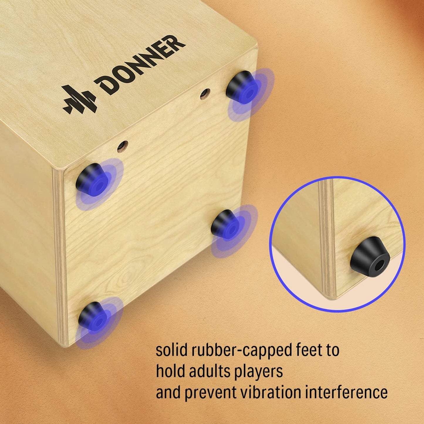Donner Cajon Box Drum Full Size, Percussion Instrument Gifts for Adults Teens, Hand Crafted Birchwood Beat Box, Jam Cajon Drum Box, Portable with Adjustable Straps Travel Backpack