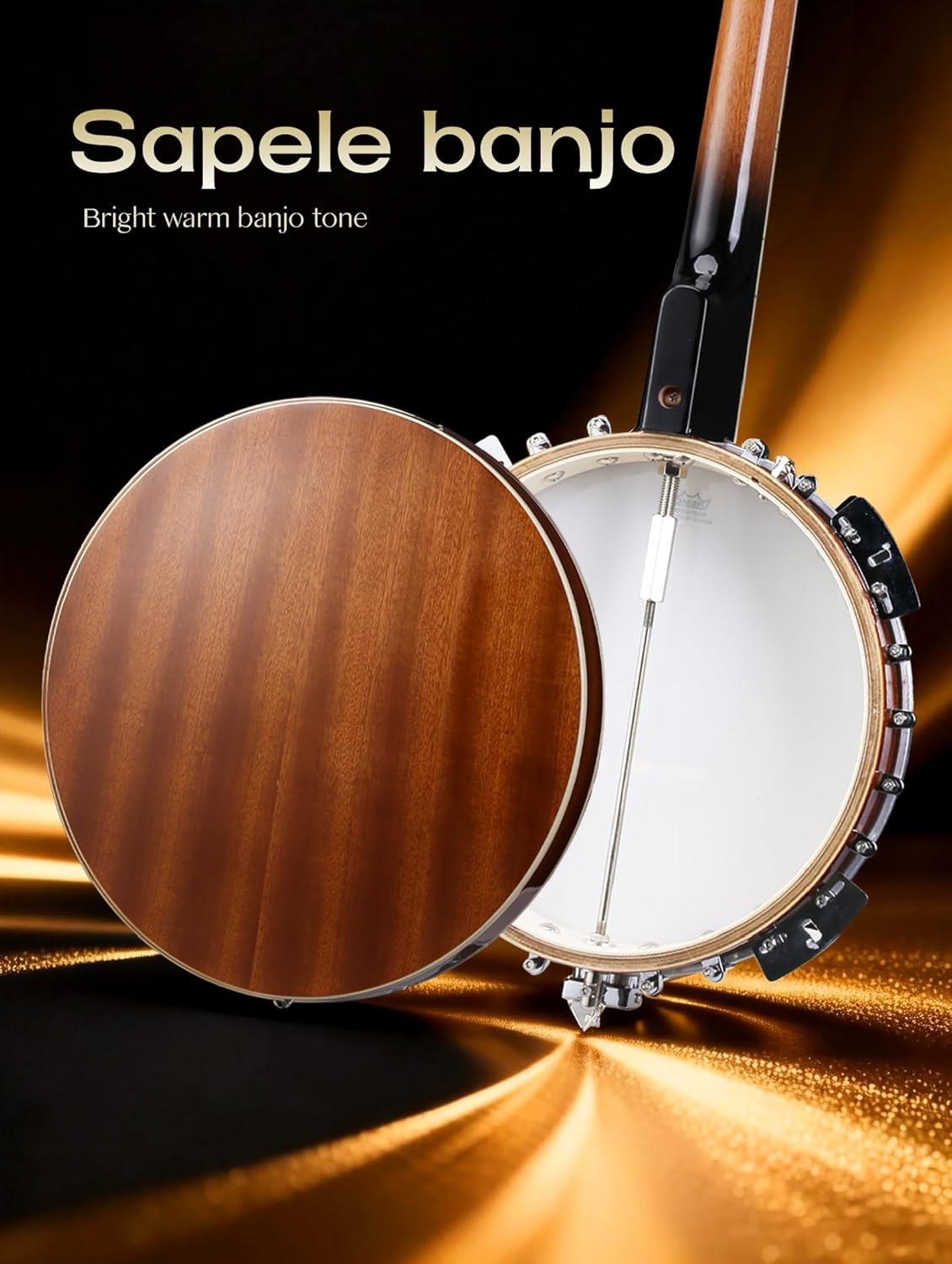 ALLSET 5 String Acoustic Banjo, Full Size 38 inch Geared 5th Tuner | Remo Head & Mahogany Body | Complete Starter Kit + Gig Bag/Tuner | Best Gift for Adult & Teen Beginners