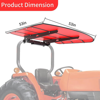 Tractor and Mowers Canopy for ROPS 53-3/8" X 53-3/8"- High-Density Thermoplastic Mowers Umbrella (Will Add About 4'' to The Height of The Tractor)-Red
