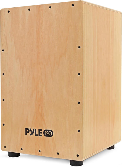 Pyle Cajon-Wooden Percussion Box, with Internal Guitar Strings, Full Size, 12.0’’ x 12.0’’ x 18.0’’ (PCJD18)