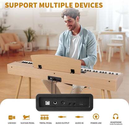 AiJoy Digital Piano Keyboard Hammer Weighted 88 Keys, Full Size Electric Piano for Beginners, with LCD Display and Triple Pedal, Supports USB-MIDI/Wireless Connect, ADP-50