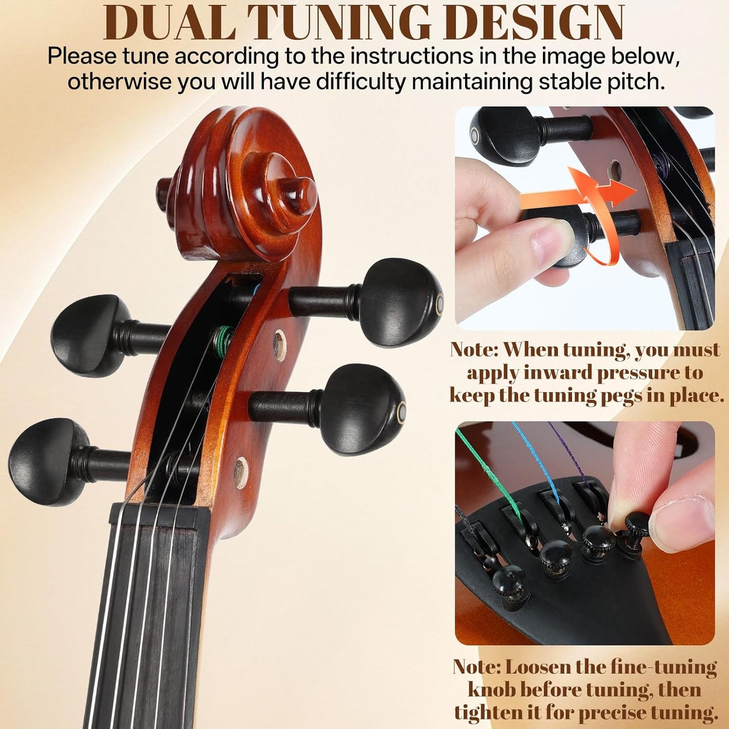 Kmise Violin 1/2 Full Set, High Density Ebony Violins, Glossy Acoustic Fiddle for Adults, Beginners, Students with Violin Case, Rosin, Strings, Bow, Shoulder Rest, Beginner's Guide (Ebony, 1/2)