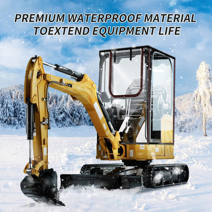 Upgraded Mini Excavator Cover, Waterproof Small Excavator Cover, Clear Enclosure Cover with 600D Oxford-Fabric & PVC Compatible with Bobcat E20/Kubota U17 for 1760-3530 lbs
