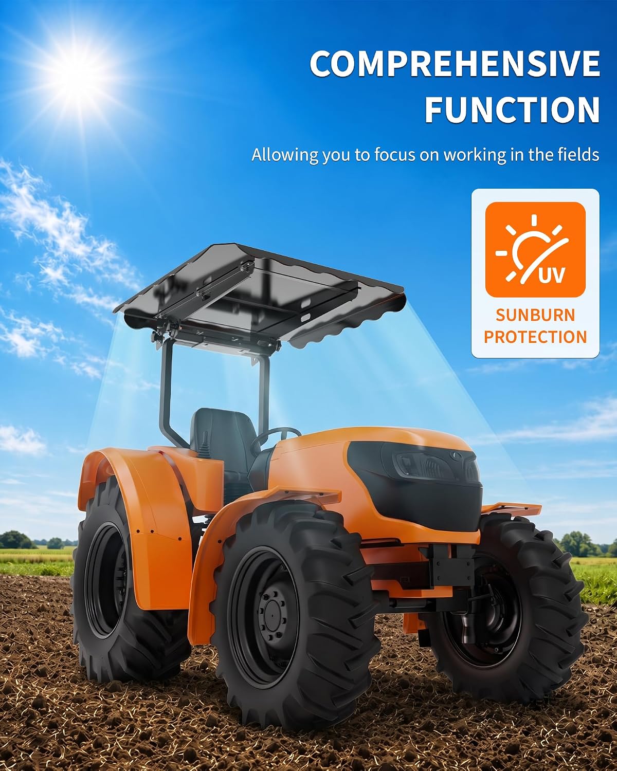 Tractor Roof Canopy, Tractor Canopy for ROPS, Tractor Sun Shade | 42" x 38" Tractor Shade Canopy for Tractor, Zero Turn Lawn Mowers, Lawn Tractor Canopy and Farm Equipment , Black