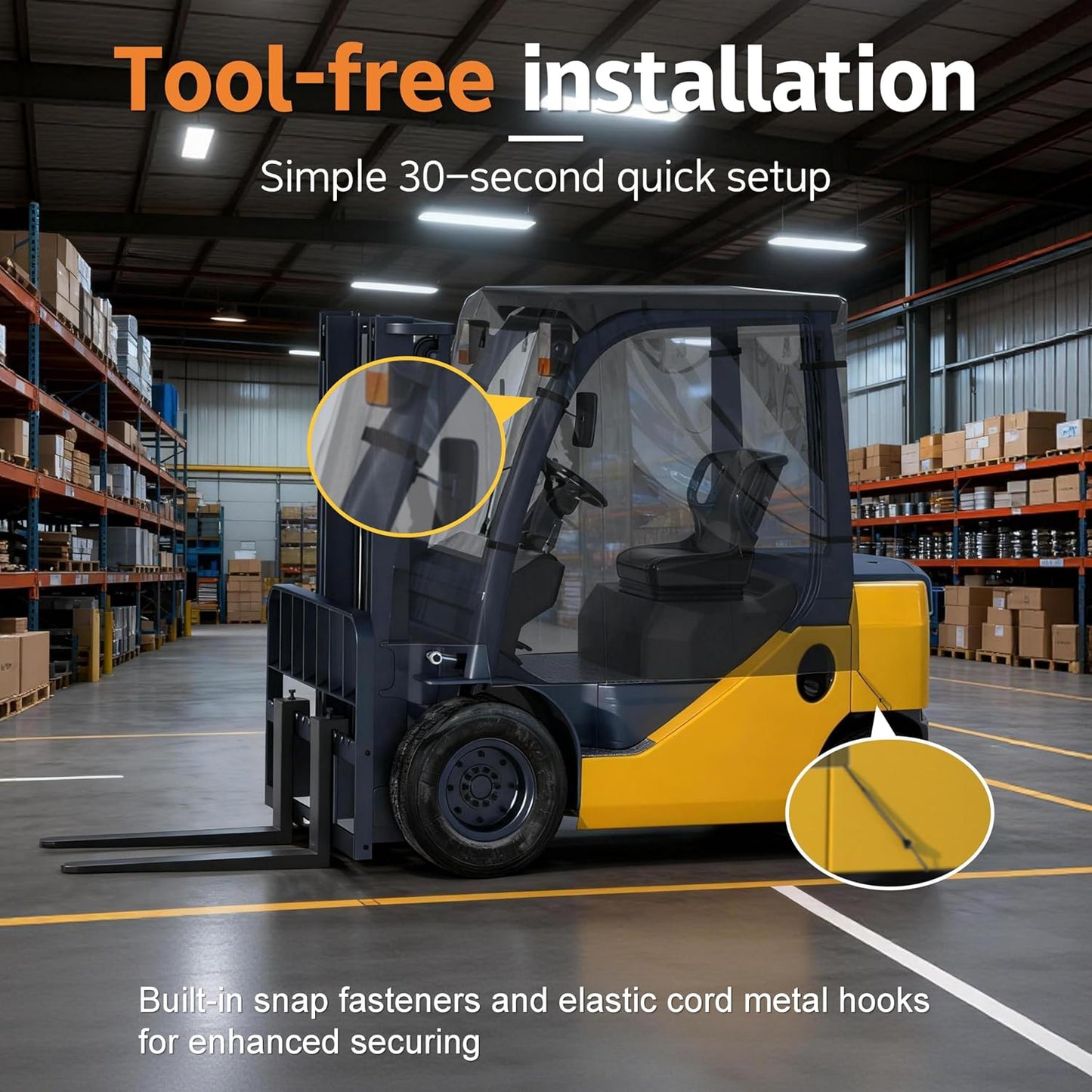 Forklift Cover,Cab Rain Cover,600D Heavy Duty Waterproof Fabric+EVA Transparent,More Tear Resistant,Forklift Fits All Forklifts Up to 6000Lb, All Weather Protection