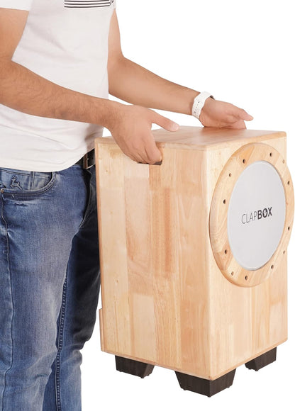 Clapbox Cajon Drum Birch Wood (Full Size) - NOT MADE IN CHINA - 3-in-1 - Cajon + Bongo + Darbuka | Most Popular Percussion Brand Online (Natural, Cajembe)
